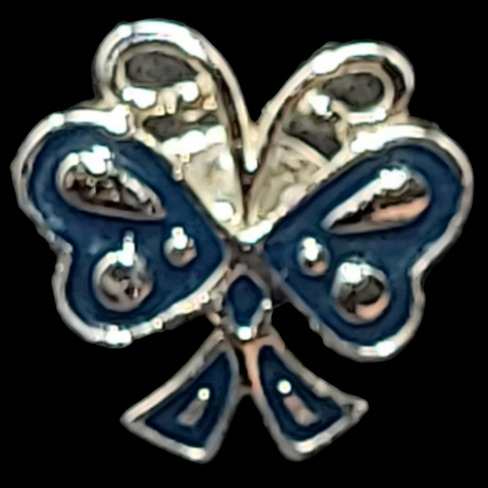 VINTAGE "AMWAY" BLUE AND SILVER TONE BITTERFLY LAPEL PIN / BADGE